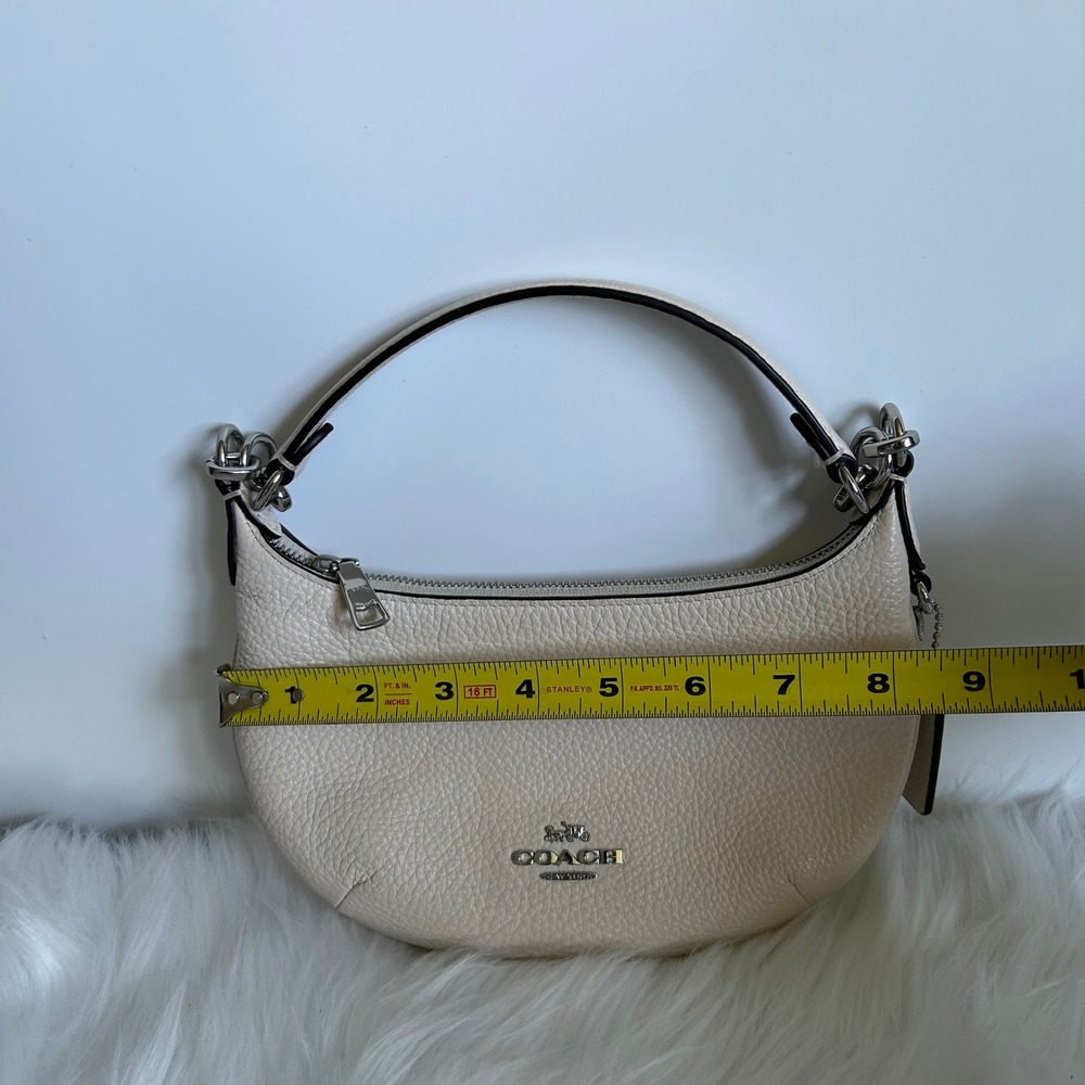 Coach Mini Payton Chalk White Pebbled Leather Hobo Bag Good - Picture 8 of 10